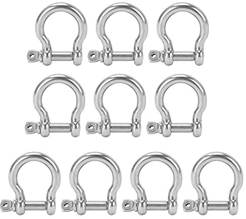 Grillete de Carga, Grillete de Anillo en D, Grilletes Todoterreno Resistentes M5, 10 Piezas de Grillete de de Acero Inoxidable para Recuperación de Vehículos, Acampada,