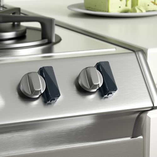 SAFELON 8 Pcs Baby Safety Stove Gas Knob Lock, Kitchen Safety Stove Gas Knob Covers for Babies & Toddlers, Childproof Gas Oven Locks (Clear-Black)