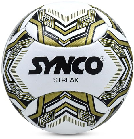 Synco Calcio Streak – Misura 5 Palla da allenamento in PVC resistente con cuciture | 6 pannelli adatti per pavimenti morbidi e prati naturali – 1009