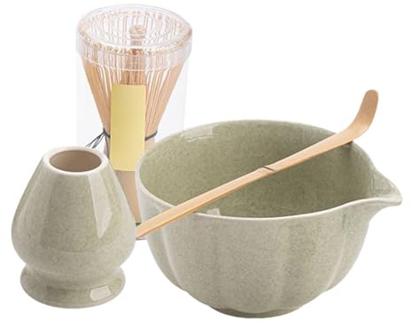 Generico Set per Tè Matcha | Set Chasen - Utensili Cerimonia del Tè Portatile per Casa Cucina con Ciotola Misurino Portautensili