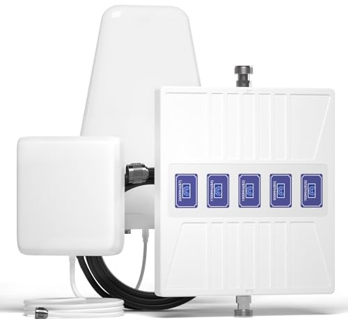 Amplificador de Señal Móvil 5G 4G LTE 3G gsm, Amplificador de Cobertura Móvil 5 Bandas 28/8/3/1/7 - Mejora Llamadas e Internet en Hogar y Oficina