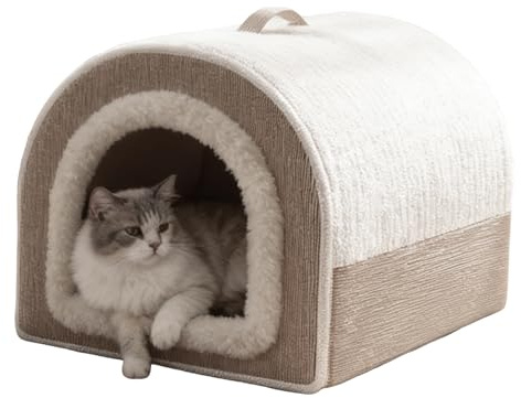 Cuccia per gatti invernale in peluche, cuccia per gatti da interni, lavabile, calda e facile da posizionare, morbida zona per dormire, comoda area di riposo per gattini, cuccioli, soggiorno, camera da