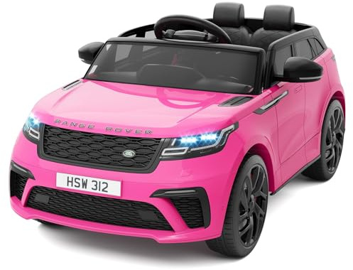 Macchina Elettrica per Bambini Range Rover 12V con Licenza Ufficiale 2 Posti, Telecomando Genitori, Sospensione Indipendente, Musica MP3 USB, Cintura di Sicurezza, LED, Colore Rosa