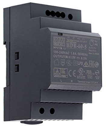 ? 5 VDC 6,5 a 32,5 W, Mean Well HDR de 60 – 5 Fuente de rail LED Carril DIN
