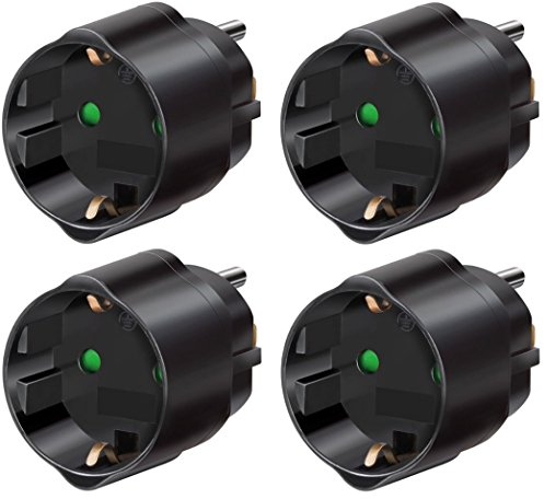 Brennenstuhl Reisestecker Adapter, Steckdosenadapter Reise (Für: USA Steckdose und Euro Stecker) Farbe: schwarz (4, Adapter USA)