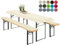 heimtexland ® Bierzeltgarnitur Auflagen Set 3-teilig Tischdecke Bierbankauflage Polster Kissen Biergarnitur Typ698 Ecru für Tischmaß 70x220 cm