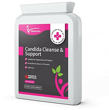 Candida Cleanse and Support - 60 All in ONE Vegan Capsules - Powerful Herbs Blended with Caprylic Acid, Aloe Vera, Probiotics & More - Yeast/Thrush Support