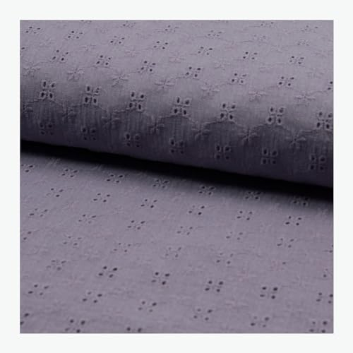Stoff am Stück Stoff Baumwolle Musselin flieder Lochstickerei Blümchen Double Gauze Gaze