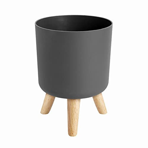 YIXIN2013SHOP Flower Pot Plant Flower Pot Style Planters Potted Stand Holder Indoor Office Home Balcony Wood Legs Garden Pots (Color : Black)