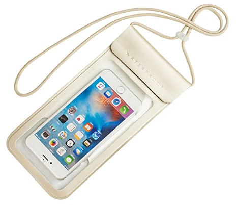 BAIWOAK Vattentät telefonväska, IPX8 vattentät telefonfodral torr påse väskhållare för iPhone 13 Pro Max/13 Pro/12 Pro Max/11 Pro Max/Xs Max/XR till 7 tum för simning kajakpaddling, Guld, Klassisk