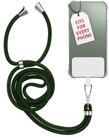 MyGadget Cordino Universale con Linguetta in Nylon per Cover di Smartphones - Corda | Catena compatibile con Custodia di Cellulari - Verde Oliva