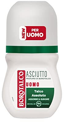 Borotalco, Deodorante Uomo Roll On Asciutto Originale, Formula Senza Alcool con Talco Assoluto, Assorbe il Sudore, Profumo Borotalco, 72h di Efficacia - 1 Flacone da 50 ml