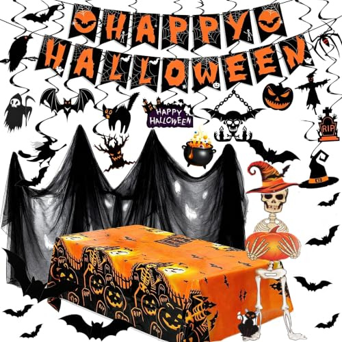 iZoeL Halloween Decorazioni Palloncini Halloween, Ghirlanda Fantasma Tovaglia di Zucca Palloncini Stoffa Nero Spirale Sospesa, Decorazioni Casa/Interni/Esterni/Casa Stregata/Giardino