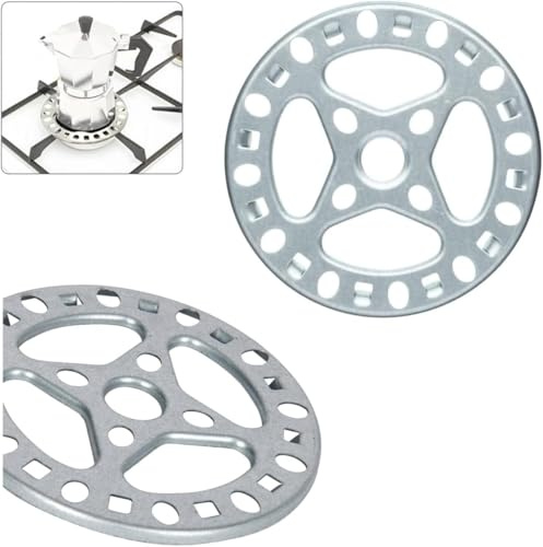 4.5 Gas Ring Reducer Trivets Universal Stove Accessories for Stove Top Hob Cooker- Heat Simmer Espresso Coffee n Milk Pots, 2pack,Sliver