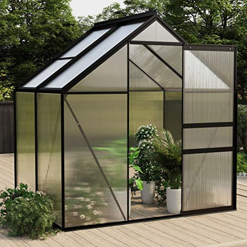 Tidyard Serra,Serra a Parete,Serra a casetta,Serra da Giardino per Piante,Serra da Balcone,Serra per Orto, Piante, Verdura,Pannelli in policarbonato,Telaio in Alluminio,Antracite e Trasparente 2,47 m²