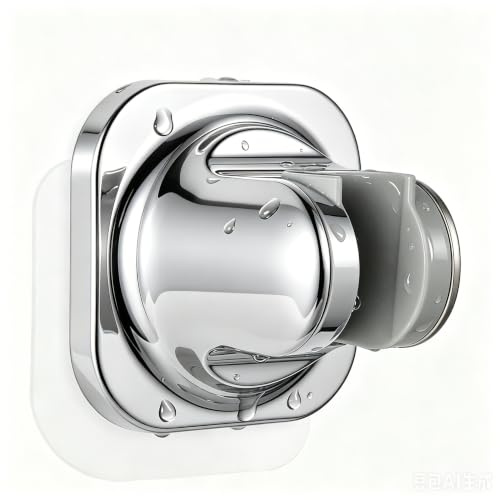 Handheld Shower Head Holder - 5 Angles Adjustable - Concealed Adhesive Mount - Screw Alternative - Bathroom Wall Mounted Shower Wand Holder ( Chrome Finish)