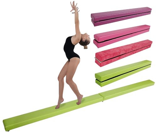 mytueetp Barra de Gimnasia Plegable Rosa de 2,1 m/220 lbs de Ante sintético Plegable para Entrenamiento de Gimnasia en casa, Gimnasio, Entrenamiento Deportivo