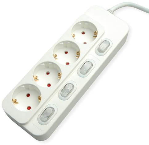 Value 4-Fach Steckdosenleiste mit Einzelschaltern, weiß, 3 m