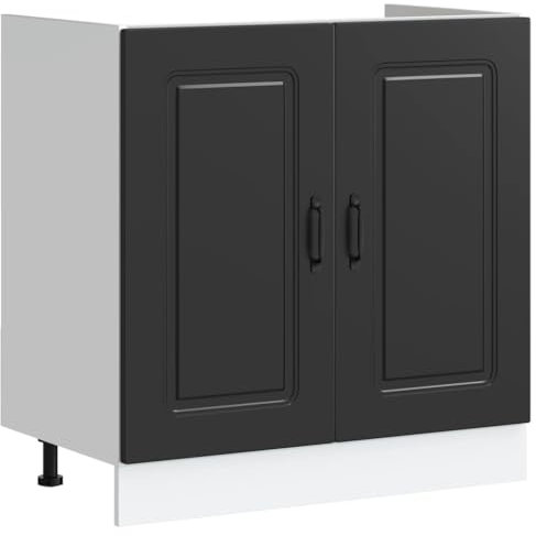 vidaXL Mueble bajo para Fregadero Kalmar Negro 80x46x81,5 cm, Mueble bajo Cocina, Mueble bajo Fregadero Cocina, Mueble bajo Cocina para Fregadero