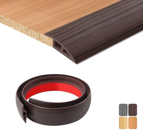 TECDW 100X5cm Soglia di Dislivello Pavimento Autoadesivo, Flessibile profilo di transizione pavimento, Pvc profilo di raccordo per pavimenti Per Per porte, piastrelle e moquette (venatura noce nero)