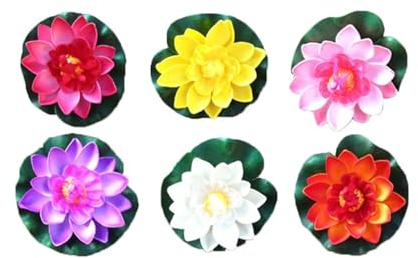 HKYBCF Nenúfar Artificial, 5 Piezas de Flor de Loto Artificial Flotante for Piscina, Estanque, decoración.(Mixcolored)