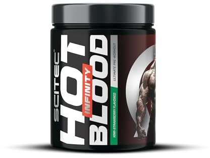 Scitec Nutrition Hot Blood Infinity – Aktiv ingredienskomplex – Högt koffeininnehåll – Elektrolyter – Creapure® kreatinmonohydrat, 350 g, Kiwi-Jordgubbe