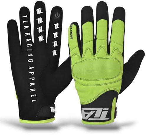 TLA RUSH Gants de moto tourisme avec protection des articulations homologuée CE, gants de motocross, scooter, quad,velò,écran tactile,respirants,mi-saison, protection contre les chocs élevés.JAUNE_XL