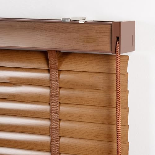 Persianas Venecianas de Aluminio Imitación Madera Estores Venecianos Opacas, Persianas Enrollables Interior Cortinas de Privacidad para Casa y Oficina Personalizables