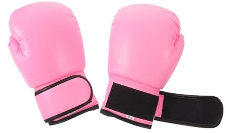 DINHEAROM Justerbara Pojke Boxningshandskar i Pu-läder med Svampfyllning Andningsbara Träningshandskar för Muay Thai Kickboxning och Mma Rosa