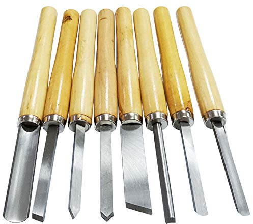 GreatFun Tour Ciseau Set 8 Pièce Set Tournage Bois Ciseau Pour Outils De Tournage En Bois Ciseau Gouge Travail Du Bois Pour HSS