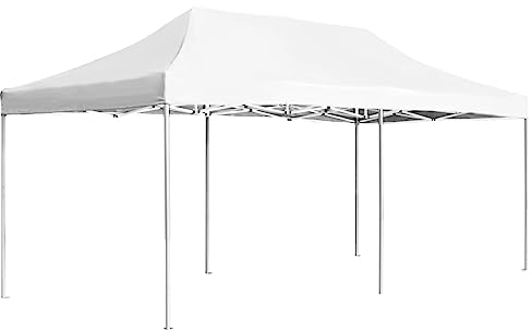 vidaXL Tente de Réception Pliable Pavillon de Jardin Chapiteau de Jardin Tonnelle Pare-Soleil Imperméable Protection Contre UV Extérieur 6x3 m Blanc