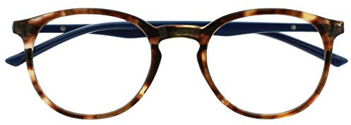 OPULIZE Met Lunettes de Lecture Anti-Lumière Bleue Monture Ronde et Mince Charnières à Ressort Améliore le Sommeil Jeux Ordinateur Écailles de Tortue Marron Hommes Femmes B60-2 +3.00