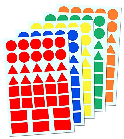 5 Colores - Gomets Formas Geométricas Etiquetas Adhesivos - Pack de 900