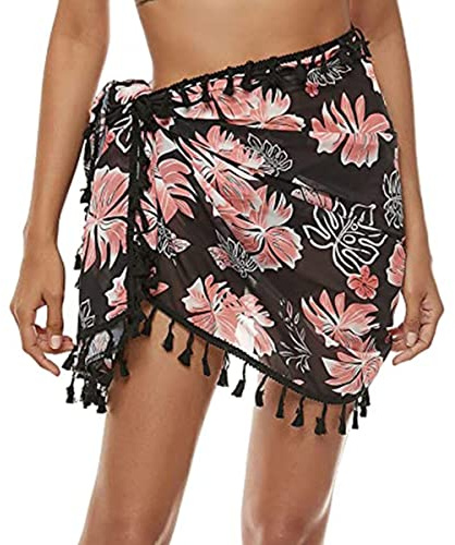 TBSCWYF Hawaiano Sarong Pareo Avvolgere La Spiaggia Donna Casuale Bikini Coprire Molto Forte Costume da Bagno Ibisco Stampa Copricostumi Mare Cover Up Multiuso Costum Bagno Copricostume Parei Gonne