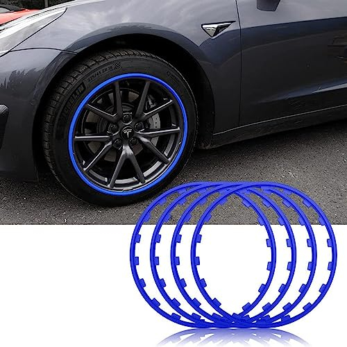 UIHECTA Felgenschutz FüR RäDer, 16/17/18/19/20 Zoll Auto Felgenschutz, Universeller Felgenschutz FüR Reifen, Schutzzierring FüR Autoreifen, 4er-Set, Antikollisions, Kratzfest,Blau,19in