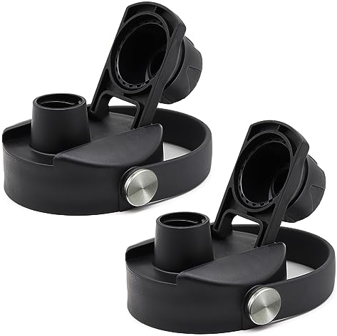 PHULWEL Coperchio a scatto automatico per borraccia a bocca larga, tappo sportivo di ricambio per bottiglia d'acqua, coperchio di ricambio con chiusura a pulsante (nero)