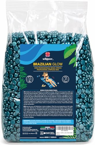 WIKIPOZE Waxing Perlen Wax für Warmwachsgerät Schmerzfrei Wachs Haarentfernung Wachsperlen Brasilianisches Enthaarungswachs für den Ganzen Körper Warmwachs für Wax Maschine Geruchlos 400g. Blau