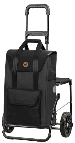 Andersen Chariot de courses Senta 2.0 - Noir - 49 l - Élégant - Imperméable - Pliable - Avec siège - Multifonction, 198-028-82