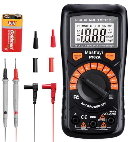 Multímetro Digital, Multi Tester NCV, Auto Ranging, Sobrecarga/Protección de Caso, Pantalla LCD Retroiluminada, Data Hold, TRMS 2000, Pruebas de Voltaje, Corriente, Resistencia, Continuidad, Diodo