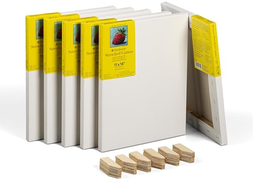 Strathmore 300 Series Traditional Stretched Canvas Pack, 11x14 inch, 6 Pack, Art Canvas for Students Professionals