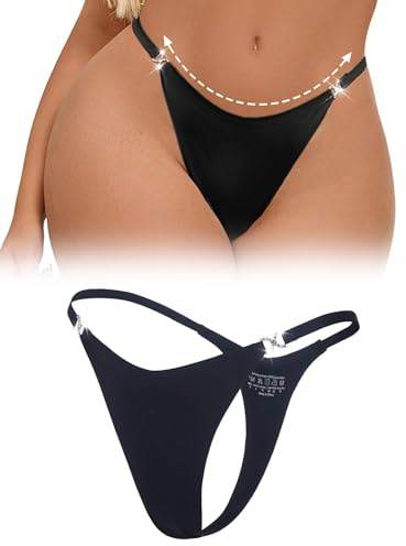 ohyeahlady Dam Stringtrosa Sömlös Förförisk Varm Kurvig Baddräkt Bikini Osynliga Trosor Plus Storlek Micro Tanga Kurviga Trosor Brasilianska Underkläder Thong Andningsbara Trosor, Svart, L