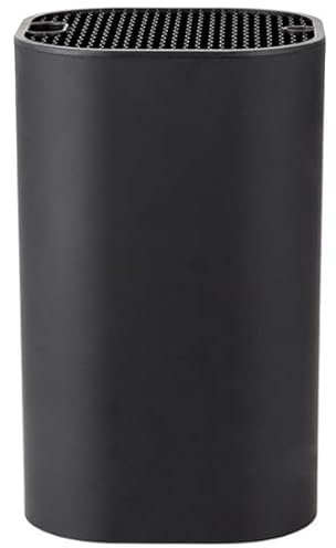 Ninonly Bloque de cuchillos negro 3 en 1, soporte cuadrado universal con ranura para tijeras y barra de afilar, soporte desmontable para cuchillos de cocina