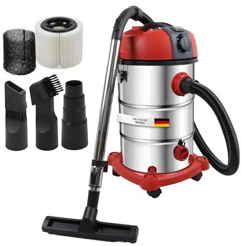 STAHLMANN VAC3300 Industriestaubsauger Nasssauger Trockensauger; 30L Tank, integrierte Steckdose, leistungsstarke 3300W, mit und ohne Beutel, Blasfunktion Maschinenanschluss Profigerät Industriesauger