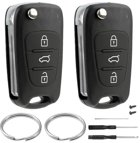 2 Piezas Carcasa Llave Compatible con Hyundai ix35 ix20 i30 i20 i10 y Kia Sportage Soul Ceed Rio Picanto Venga 3 Botones Mando a Distancia Carcasa Funda Llaves de Repuesto de Coche Accesorios