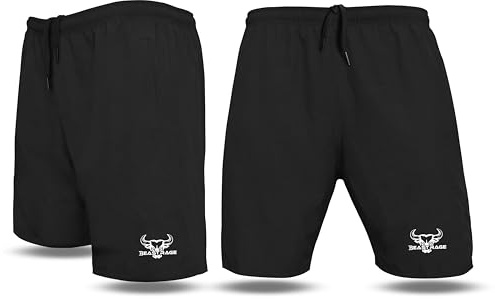 BEAST RAGE Men's Running Shorts with Zip Pockets–Lightweight Gym Workout Shorts for Men,Quick-Dry Training Fitness Shorts with Side Zipper Pockets (UK, Alpha, XL, Regular, Regular, Black)