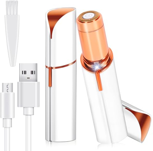 Rasoir Visage Femme, Electrique Epilateur Visage Femme, USB Rechargeable,Lumière LED, Doux Et Indolore Epilateur Sourcil Femmes Pour Enlever Poils Sur Sourcils/Lèvres/Bras,Joues,Menton