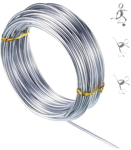 Thick Wire for Crafts,Wire for Scu/lpting,1.5mm Craft Wire Made of Aluminum,Silver me/tal Wire for Doll Armatures,Model Making,Flower Supports & Skeleton Framing,Flexible and Bendable Art Supply,10M