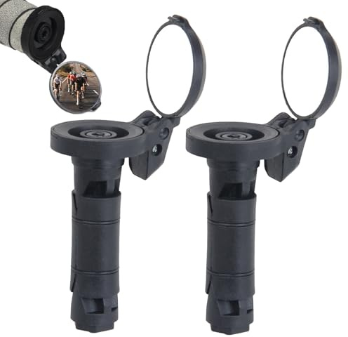 Bike Mirrors - 3.15x1.77x1.77 Inches Road Bike Handlebar Bar End Mirrors | 1 Pair Wide-Angle Riding Parts With Protective Cover For Urban Road Touring Mountain Commuting