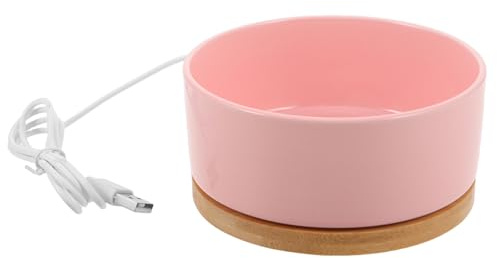 Totority Cuenco Calentado Mantiene Temperatura Constante con Cerámica y Madera para Gatos y Pollos Adecuado para Invierno y Decoración en Casa