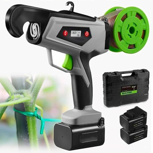 QITUJOUR Atadora De Viñas, Atadora Eléctrica De Vides, Atadora Automática Inalámbrica con Pantalla Digital, Diámetro Máximo De 25 Mm/0,1 Pulgadas para Enredadera De Hortalizas(62RollsStrap)